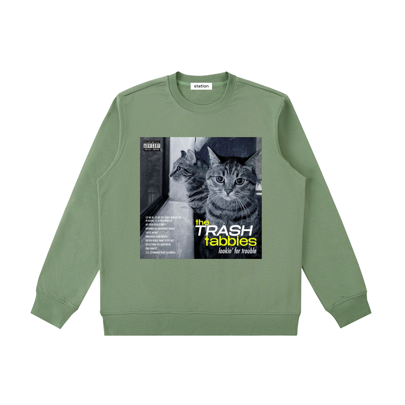 TRASH TABBIES crewneck sweatshirt