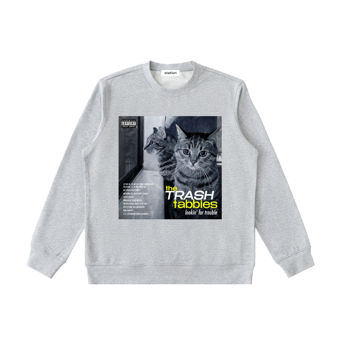 TRASH TABBIES crewneck sweatshirt